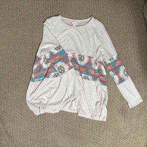 P&Rose Cream Aztec Print Top